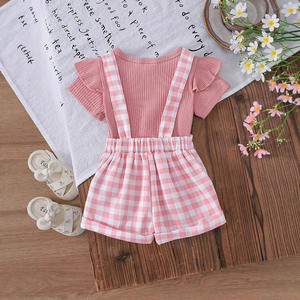 <span class=keywords><strong>ชุด</strong></span>เสื้อมีฮู้ดสำหรับเด็กผู้หญิง<span class=keywords><strong>ชุด</strong></span><span class=keywords><strong>เอี๊ยม</strong></span><span class=keywords><strong>ลาย</strong></span><span class=keywords><strong>สก๊อต</strong></span>แขนสั้นสีพื้นฤดูร้อน - Product Image 3