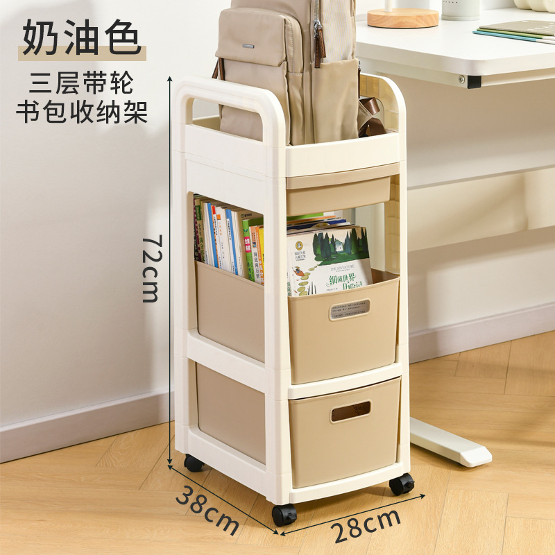 Cream-colored 3-tier backpack rack