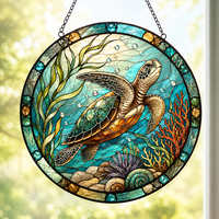 Décoration murale écologique en verre teinté Art Déco avec animaux marins, attrape-soleil méduse, pour la maison et les fêtes d'Halloween
