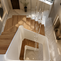 Escalier en spirale modulaire en métal peint à faire soi-même, escaliers préfabriqués, design minimaliste moderne, garde-corps d'escalier plié sur mesure, modèle 3D