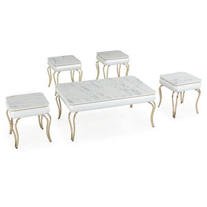 Juego de Mesa de Centro Moderno con Superficie de Mármol Sintético y Patas de Metal, Muebles Decorativos para Sala de Estar - Product Image 4