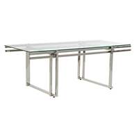 Table basse en acier inoxydable avec plateau en verre 120x60x45cm finition argentée