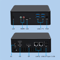 Gaming Mini PC Computer 10th I7 10710U DP Type-C HD DDR4 Multi Display HD Win10 2 LAN Ethernet Port X86 Display Micro Desktop PC