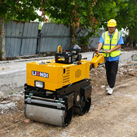 Mini-compacteur routier à moteur diesel 800 kg, à double tambour vibrant entièrement hydraulique, autoporté