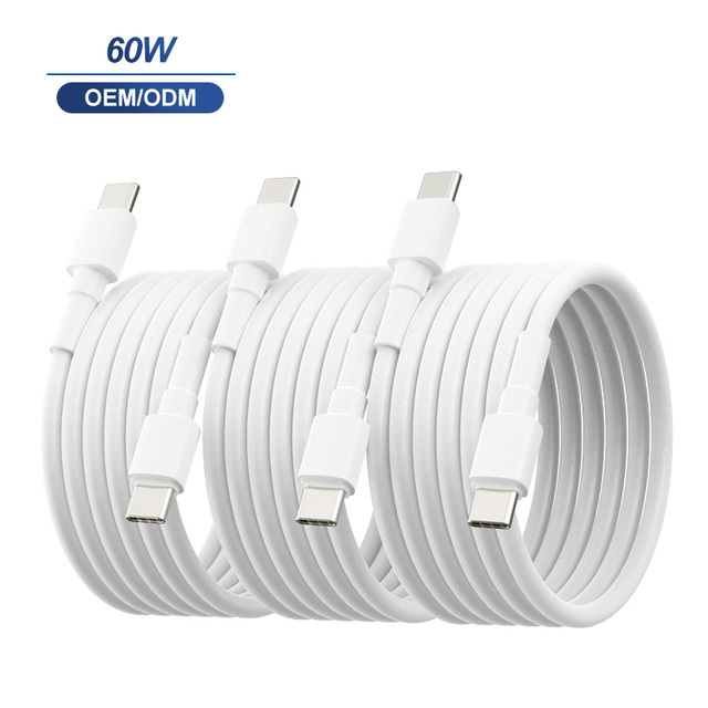 Hot Sales 60W Fast Charging Durable TPE USB C to USB C Cable 3.1A Type-C PD Charger Cable for MacBook Samsung Huawei