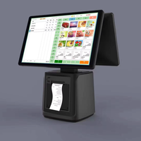 Caisse enregistreuse tactile double écran H02 GMS Google Play Android/Windows 15,6 pouces pour restaurant, machine unique à écran tactile orientable à 90 degrés