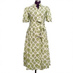 Vestido Midi Informal y Cómodo de Algodón 100% para Mujer, Estilo Moderno con Botones, para la Playa, Fiestas, Diseño en Línea A, Lavable - Product Image 1