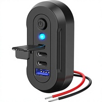Prise USB 12V pour camping-car, double PD 30W et charge rapide QC3.0, chargeur de voiture avec voyant lumineux bleu et interrupteur