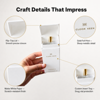 Boîte cadeau pour parfum à fermeture magnétique, boîte en papier rigide de style paquet de cigarettes, fabrication artisanale, impression dorée personnalisée, boîte d'échantillon de parfum