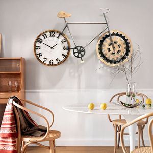 Đồng Hồ Sắt Trang Trí Nội Thất Phong Cách Châu Âu Đồng Hồ Sắt Rèn Treo Tường Kim Loại Hình Xe Đạp - Product Image 1