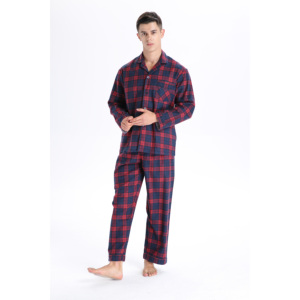 Set di pigiami in cotone 100% con <span class=keywords><strong>bottoni</strong></span> taglie forti da notte da <span class=keywords><strong>uomo</strong></span> traspirante termico camicia da notte da <span class=keywords><strong>uomo</strong></span> <span class=keywords><strong>pigiama</strong></span> in omaggio - Product Image 5