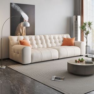 أريكة عصرية بتصميم إيطالي حديث لعام 2025، ثلاثية المقاعد، مغطاة بالفانيلا، مناسبة لغرف المعيشة في الشقق الصغيرة - Product Image 1