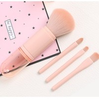 Kuas Makeup teleskopik 4 In 1, peralatan kecantikan kuas Makeup Mini bedak tabur Eyeshadow