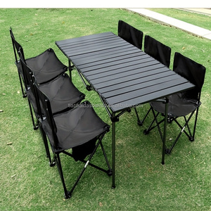 Ensemble <span class=keywords><strong>de</strong></span> meubles d'extérieur personnalisés, table et chaises pliantes en aluminium pour les barbecues, les pique-niques, la cour, la maison, les événements en plein air - Product Image 6