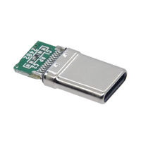 Conector USB 2.0 Tipo C Macho de 24 Pines BTRE, 30V DC 3A, Resistencia de 56K, 2p 4 Núcleos, para Cable de Carga QC