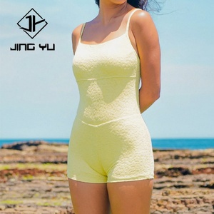 Mono de Alta Calidad Personalizado con Cuello Cuadrado y Espalda Descubierta, Mono Corto sin Tirantes de Nailon Reciclado OEM - Product Image 4