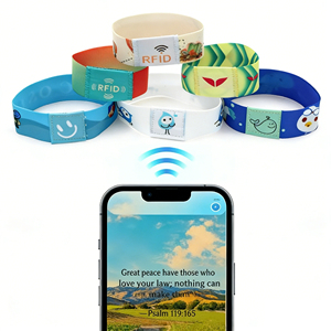 Woven Fabric Bracelet Rfid Identification Bracelets NFC RFID Stretch Elastic Wristband for Events
