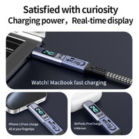 Adaptor magnetik USB Tipe C Digital, Adaptor Outlet daya steker konektor 40G tampilan LCD USB C Digital kustom pabrik