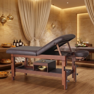 <span class=keywords><strong>Table</strong></span> <span class=keywords><strong>de</strong></span> <span class=keywords><strong>massage</strong></span> en bois pour thérapie ayurvédique à l'huile, au design minimaliste moderne, pour le corps entier et le <span class=keywords><strong>massage</strong></span> indien au chevet. - Product Image 4
