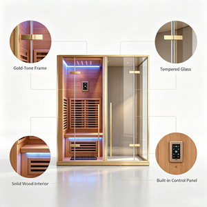 Sauna de Sal de Haloterapia de Espectro Completo con Infrarrojos, Baño de Sauna Exterior, Sauna Combinada de Madera para Exteriores, Cabina de Ducha de Vapor - Product Image 6