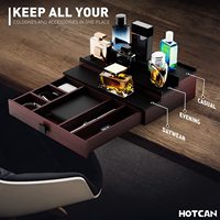 Support de Présentation en Bois Noir à Quatre Niveaux pour Bouteilles de Parfum et Montres, Personnalisable OEM, Haute Qualité