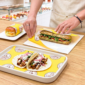Custom Printed Food Grade Grease Proof Wrapping <b>Paper</b> With Logo for Burger Burrito Taco Deli Sandwich Wrapping <b>Paper</b> - Product Image 1