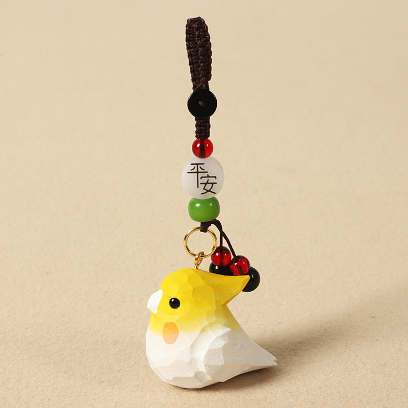 Wood carving white cockatiel-peaceful style