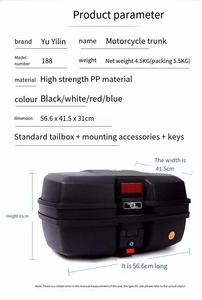 Caja de Entrega de Alimentos de Primera Calidad, 45L, Impermeable, Material PP, Caja de Equipaje Única <span class=keywords><strong>para</strong></span> Motocicleta <span class=keywords><strong>con</strong></span> Luces <span class=keywords><strong>LED</strong></span> - Product Image 3
