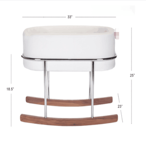 Berceau à bascule moderne en velours pour bébé avec support métallique, berceau en bois rembourré de luxe, lit de bébé sécurisé pour nouveau-né - Product Image 5