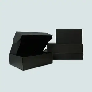 Kemasan kotak hitam kotak karton bergelombang harga pabrik kustom grosir