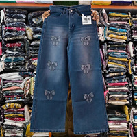 Jean cargo droit en denim à sequins pour femme, style streetwear, polyvalent toutes saisons, séchage rapide, traitement anti-plis