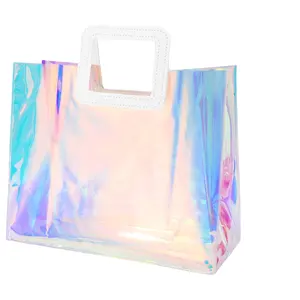 Holographic rõ ràng Quà Tặng Tote túi bao bì PVC trong suốt món quà xử lý túi nước bằng chứng cho đám cưới tiệc sinh nhật