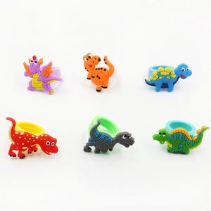 Bulk Dinosaur Finger <b>Rings</b> for <b>Kids</b> - Colorful PVC Soft Rubber Cartoon Animal <b>Rings</b> Birthday Party Favor Toy Gifts - Product Image 4