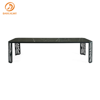 Ensemble de table à manger moderne haut de gamme en acier inoxydable, villa de luxe, restaurant, table en verre trempé, meubles
