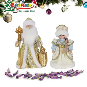 SOTE Gold Blumenmuster Russian Ded Moroz Kinderspiel zeug Xmas Home Tisch dekoration Weihnachts mann Weihnachts mann Puppe mit Geschenkt üte