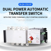 Commutateur de transfert automatique double alimentation PC Classe AC 4P 250A ATS, commutation manuelle et automatique, capacité de coupure 5kA, IP65