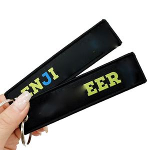<b>Custom</b> Embroidered Logo Keychain Double-Sided Lock Edge Polyester Metal Key <b>Tag</b> Enterprise Keyring Pendant Wholesale Gift - Product Image 2