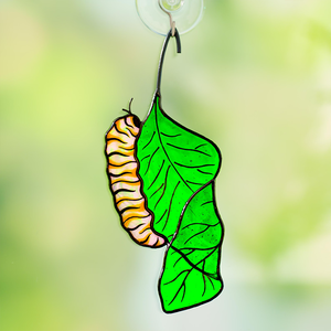 Attrape-soleil en verre teinté personnalisé, <span class=keywords><strong>chenille</strong></span> <span class=keywords><strong>monarque</strong></span>, fait main, cadeau de Noël pour les amateurs de papillons et de la nature, décoration intérieure - Product Image 3