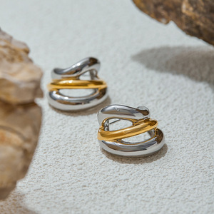 Pendientes de Oreja Geométricos en Forma de C de Acero Inoxidable, Joyería de Moda - Product Image 3