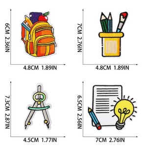 Nouvelle arrivée papeterie autobus scolaire livre règle fer sur transfert <span class=keywords><strong>broderie</strong></span> outils d'apprentissage patchs pour accessoires de bricolage - Product Image 3