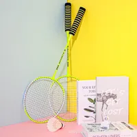 Ensemble de raquettes de badminton pour juniors amateurs, raquette durable et légère en acier et poignée en PU, double raquette pour hommes et femmes, ensemble d'entraînement