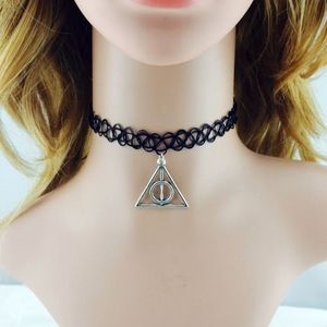 Bán Buôn Gothic Câu Cá Màu Đen Dòng Bện Hình Xăm Choker Vòng Cổ Thời Trang Bạc Dấu Hiệu Hòa Bình Cú Chữ Thập Âm Dương Dây Chuyền Quyến Rũ - Product Image 4