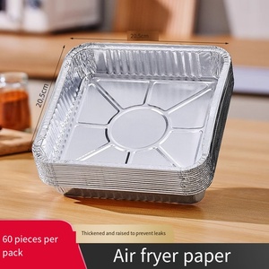 एयर फ्रायर विशेष टिन पन्नी ट्रे, स्क्वायर टिन पन्नी, घरेलू उपयोग के लिए डिस्पोजेबल एल्यूमीनियम पन्नी बॉक्स, बेकिंग मोटी टिन पन्नी - Product Image 1