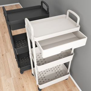 Carrito de Salón Moderno de Diseño Robusto con Ruedas Giratorias, Cajón Superior y Estantes de Almacenamiento de 3 Niveles de Hierro - Product Image 6