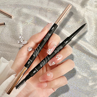 Crayon à sourcils ultra-mince personnalisé 6 couleurs de marque privée Rotation à double tête Crayon à sourcils imperméable et non amovible