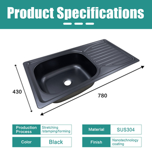 Éviers de cuisine en acier inoxydable avec revêtement noir JDA Wholesale pour <span class=keywords><strong>camping</strong></span>-<span class=keywords><strong>car</strong></span>, caravane, <span class=keywords><strong>camping</strong></span>-<span class=keywords><strong>car</strong></span> - Product Image 2