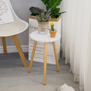 Modern Minimalist Wooden Flower Stand <b>White</b> Round <b>Table</b> For Living Room Balcony Plant Display - Product Image 1