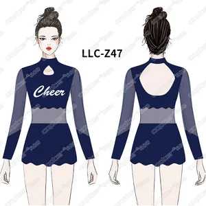 Sportswear Black Red Sleeves Cheerleader Wear Cheerleading Uniforms Gold And Blue Long Sleeve