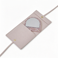 Miroir de poche en acétate marbré rose avec logo personnalisé, miroir de maquillage portable avec pochette en velours pour cadeaux, voyages, événements professionnels