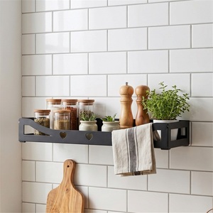 Étagère d'angle moderne en alliage de zinc noir, sans perçage, pour salle de bain, cuisine (épices) et rangement d'articles de toilette - Product Image 5
